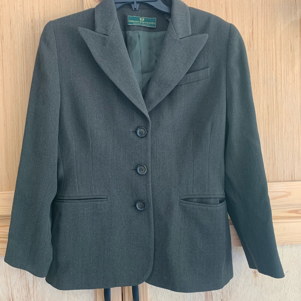 Embassy Row Petites Pure New Wool Blazer Tailored Suit Jacket Sz 6P